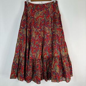 Lauren Ralph Lauren Boho Paisley Tiered Peasant Skirt Womens MP Cottage Fairy